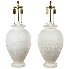 Pair of Large Geometric Lamps