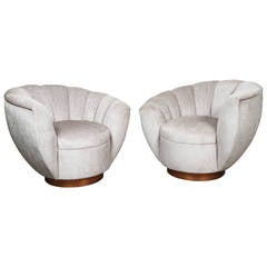 Pair of Elegant Channel Back Club Chairs 4