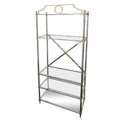 84" Tall Neoclassical Style Chrome & Brass Etagere