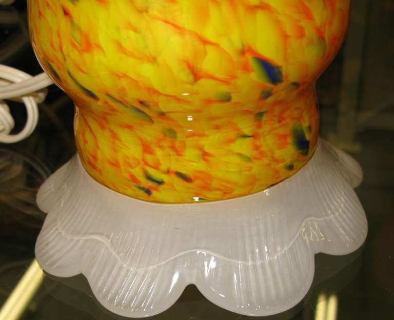 Mid Century Confetti Pattern Murano Glass Table Lantern Set In Excellent Condition In West Palm Beach, FL