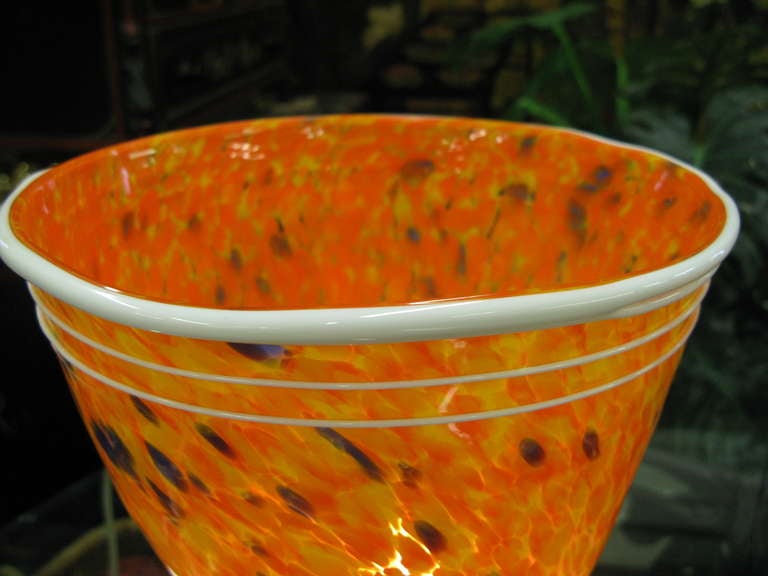 Mid Century Confetti Pattern Murano Glass Table Lantern Set 1