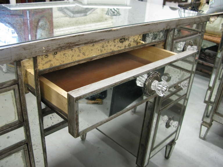 Circa 1940's Mirrored Dressing Or Desk Table In Good Condition In West Palm Beach, FL