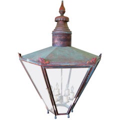 Antique Large English Copper Porte Cochere Lantern