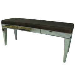 Long Mirrored Upholstered Bench