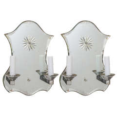 Pair of Art Deco Mirrored Sconces