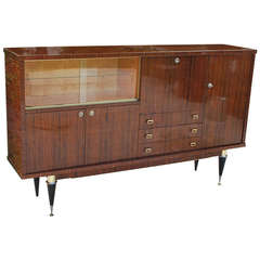 Macassar Wood French Vitrine and Bar Buffet