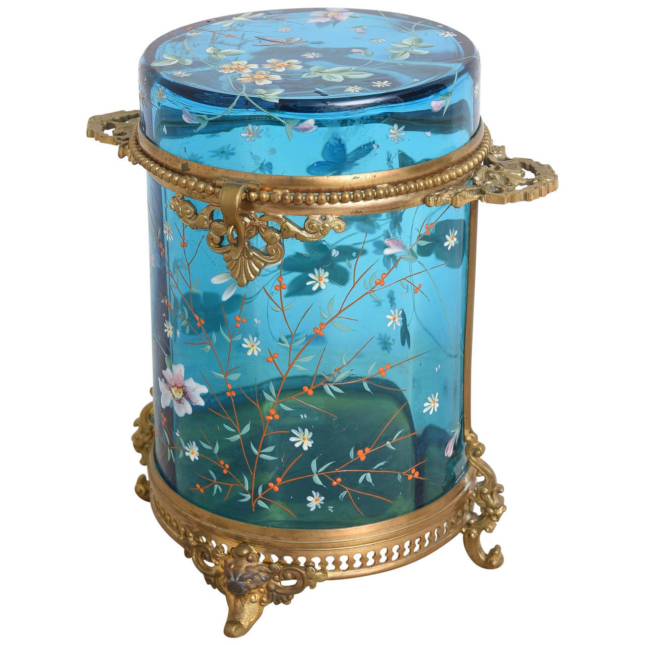 Antique Moser Cylinder Shaped Box For Sale at 1stdibs