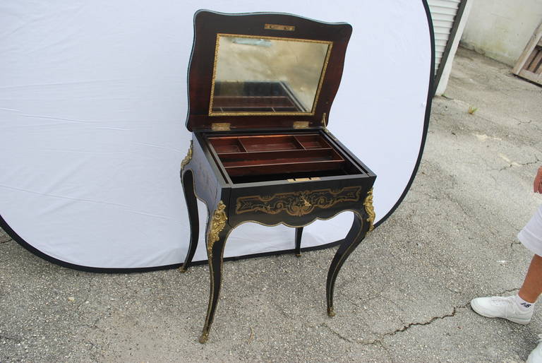 Ebony 19th Century French Boulle Style, Rosewood Dressing Table