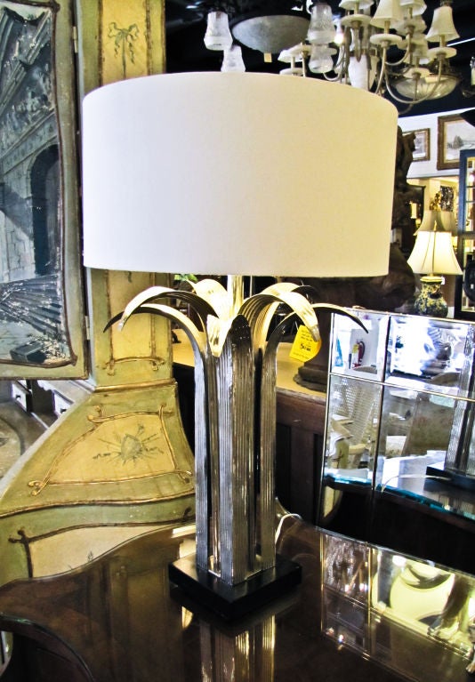 Unusual Sculptural Metal Plant Fronds Lamp