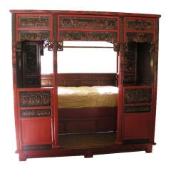 Antique Large Covered Chinese Opium Day Bed