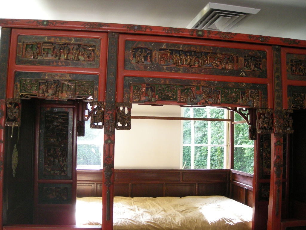 Large Covered Chinese Opium Day Bed 5