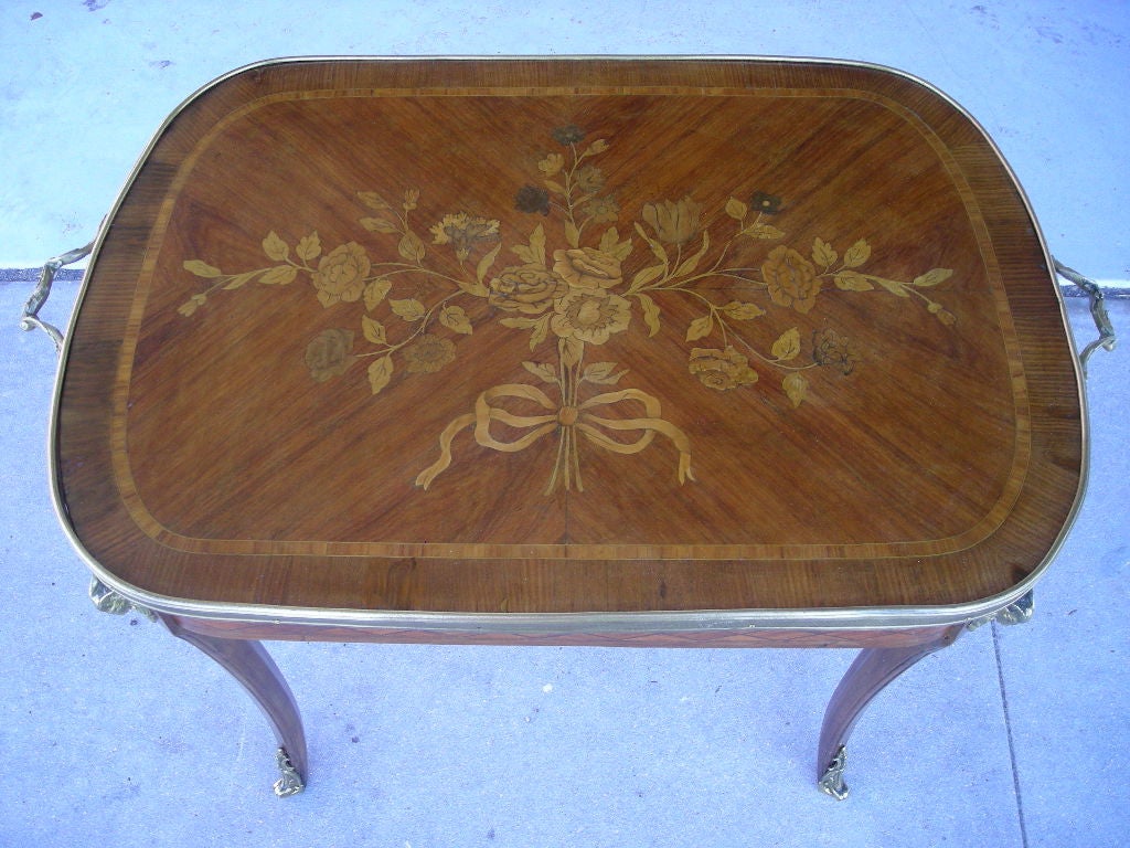 French Marquetry Inlaid Occasional Table