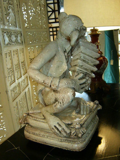Glazed Italian Terra Cotta Seated Monkey on Pillow 1