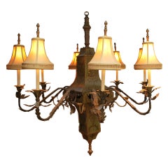 Hand Painted & Gilded 8 Lights Tole Chandelier