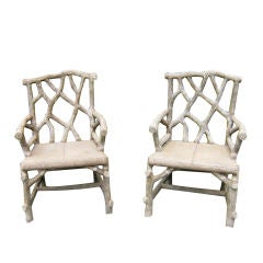 Pair of Faux Bois Arm Chairs