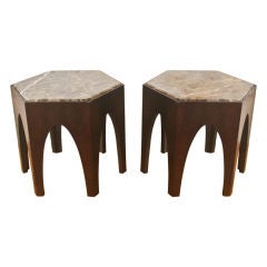 PAIR PROBBER MARBLE TOP TABLES