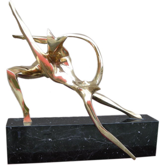 Large Bronze Sculpture on Marble Base by Isaac Kahn