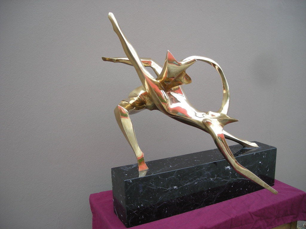Large Bronze Sculpture on Marble Base by Isaac Kahn