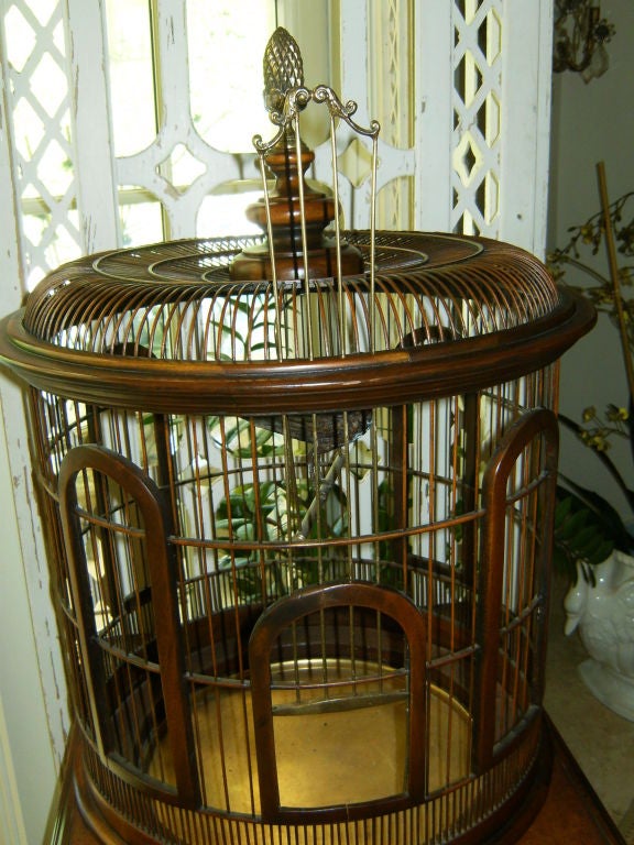 Faux Bamboo Bird Cage Table