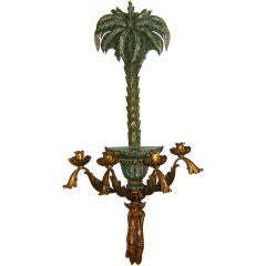 Palm Tree Carved Wood Sconce