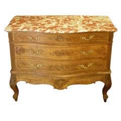 Louis XV Style Walnut Marble Top Commode