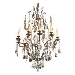 Spectacular Bronze and Crystal Chandelier