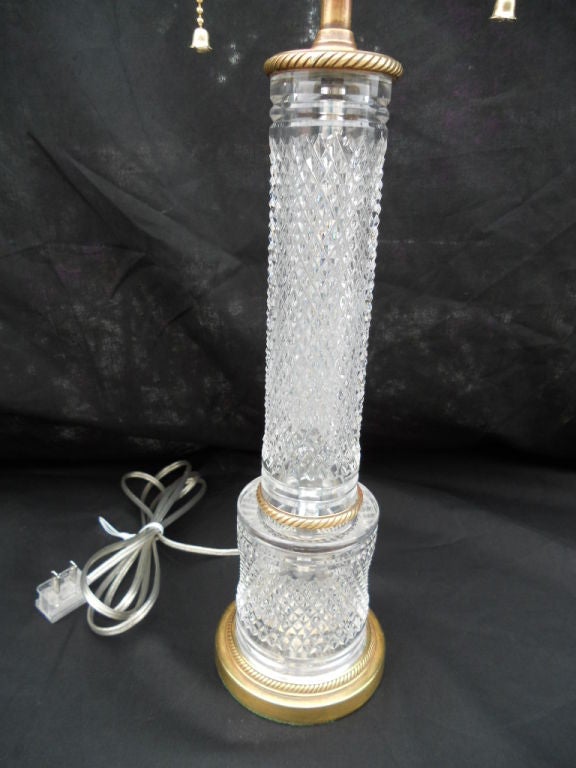 Pair Empire Style Cut Crystal Lamps