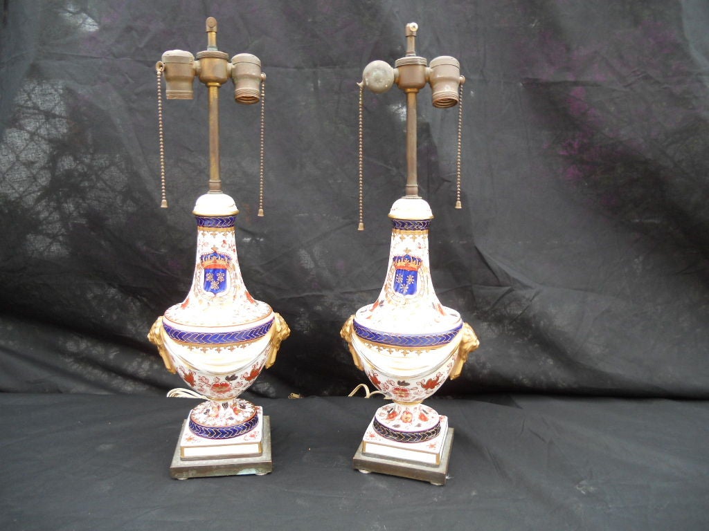 Pair Royal Crown Derby Table Lamps