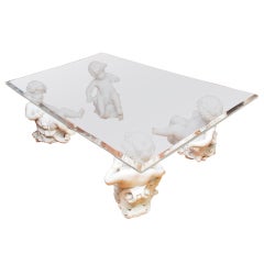 Italian 19Th C Set of 4 Marble Putti Coffee Table