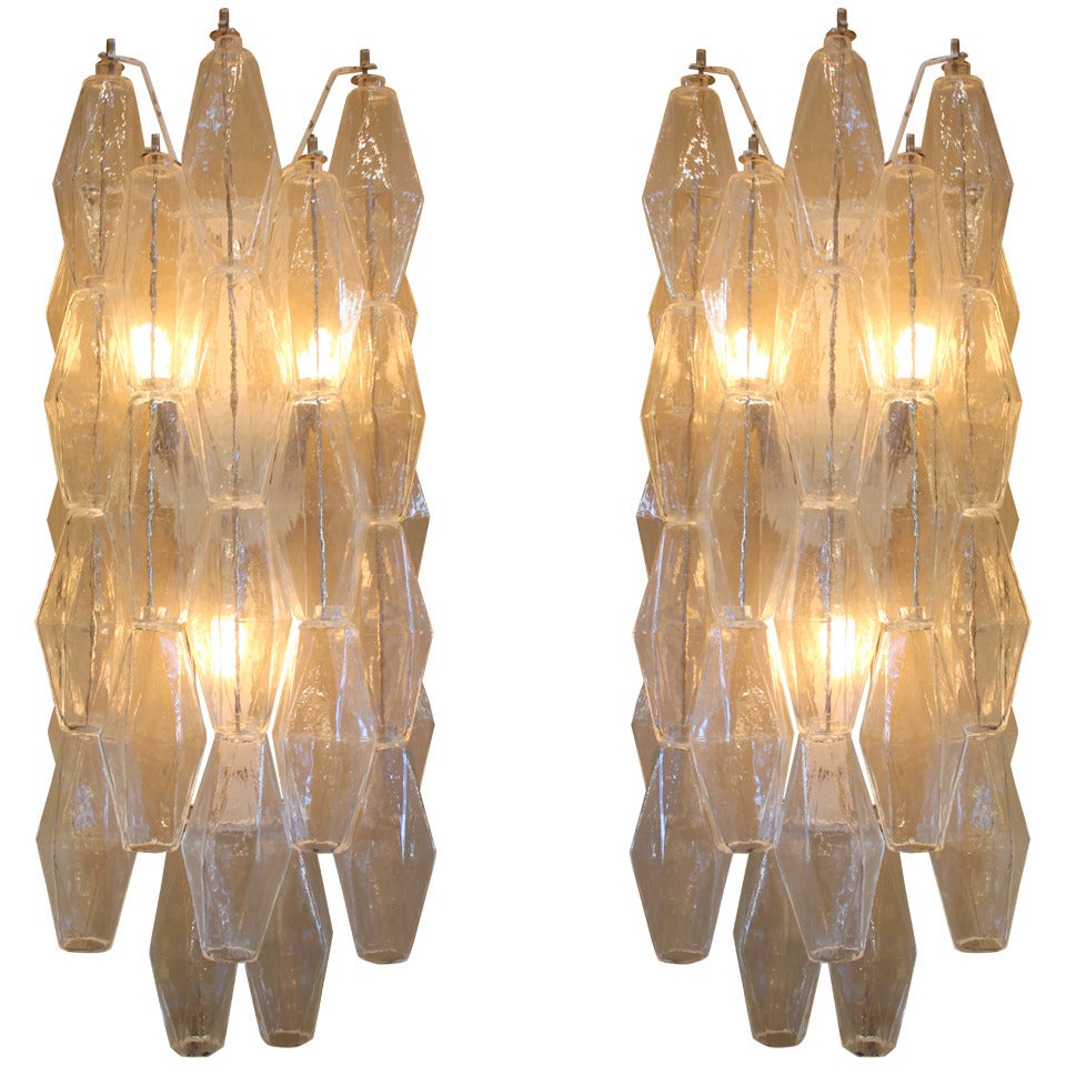 Pair of Murano Polyhedron Sconces