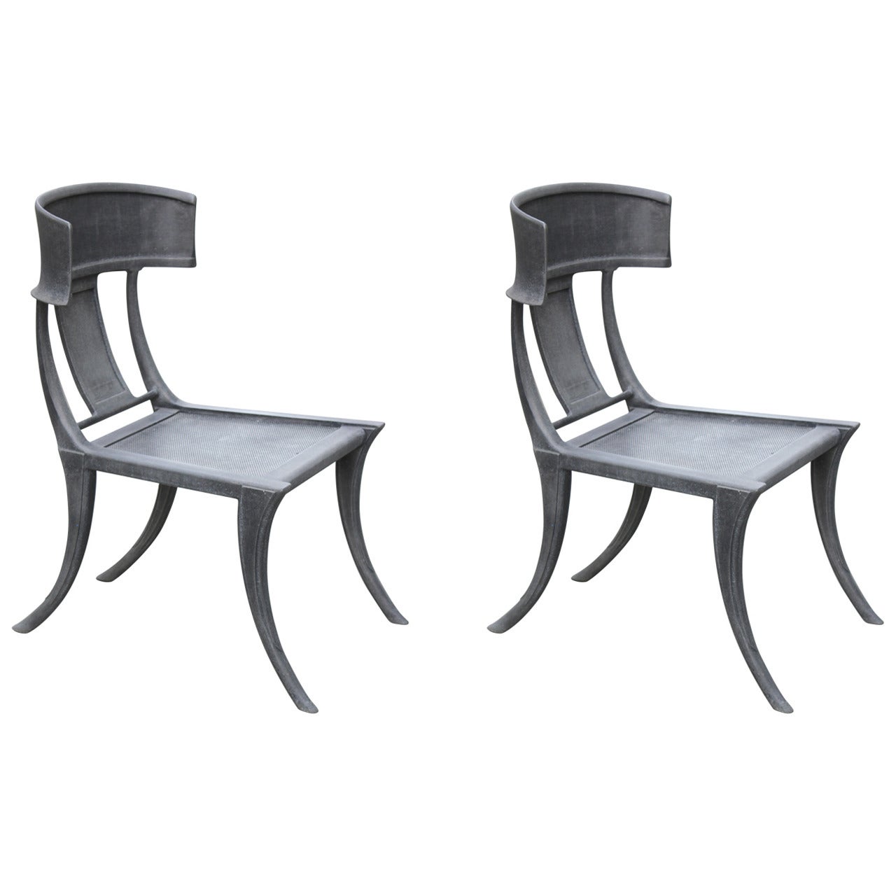 Pair of Michael Taylor Cast Aluminum Klismos Chairs