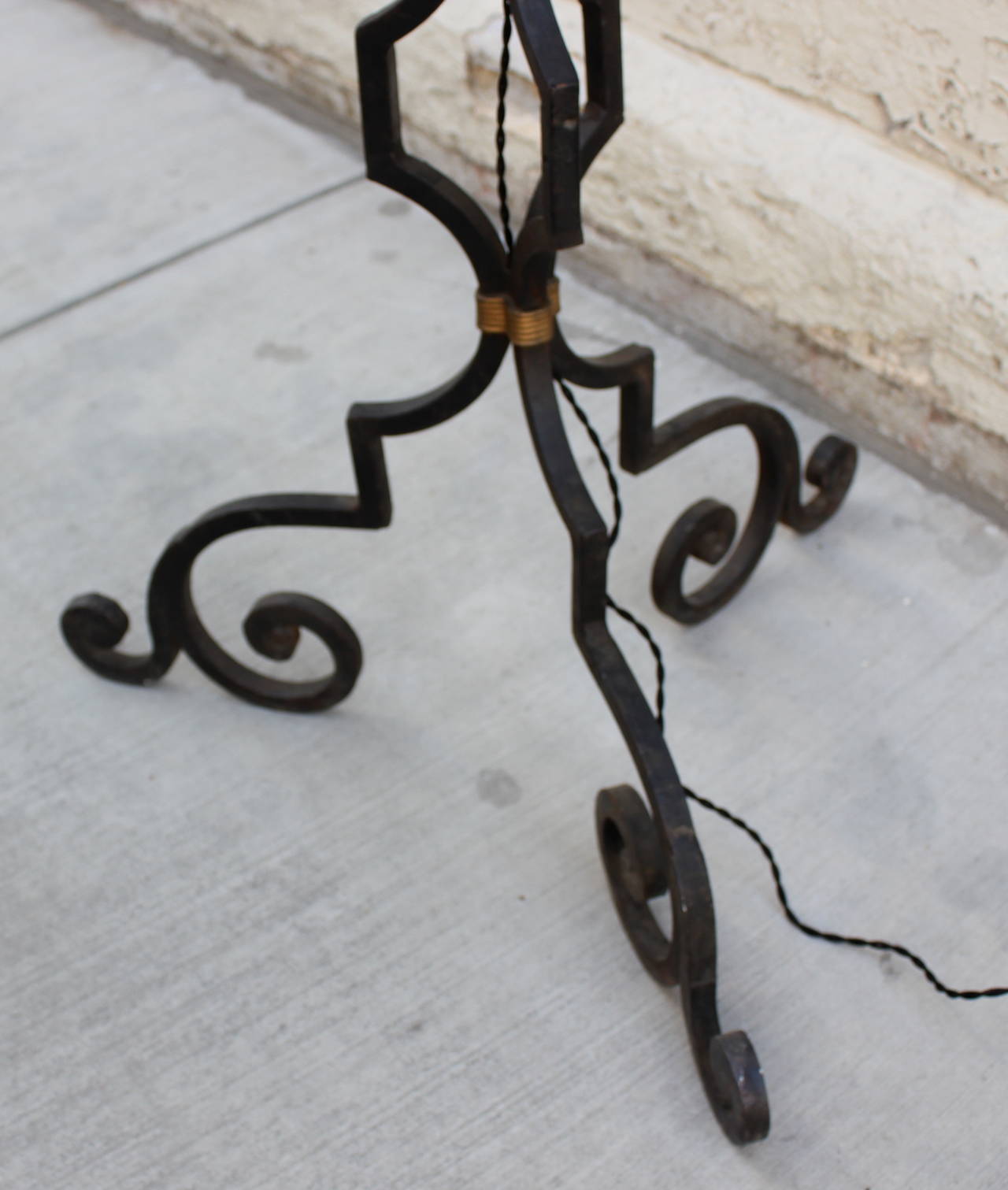 Arturo Pani Bronze and Wrought Iron Floor Lamp In Excellent Condition In Los Angeles, CA