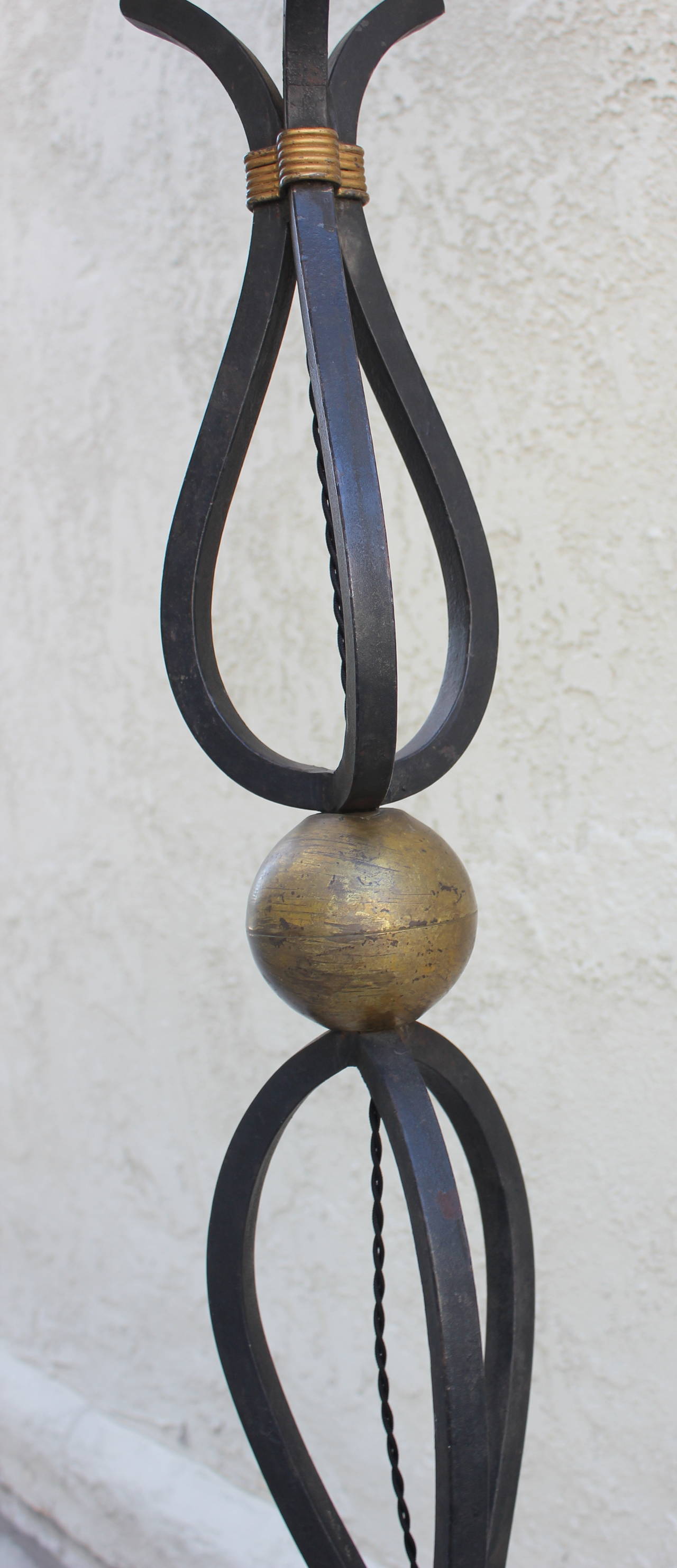 Mexican Arturo Pani Bronze and Wrought Iron Floor Lamp