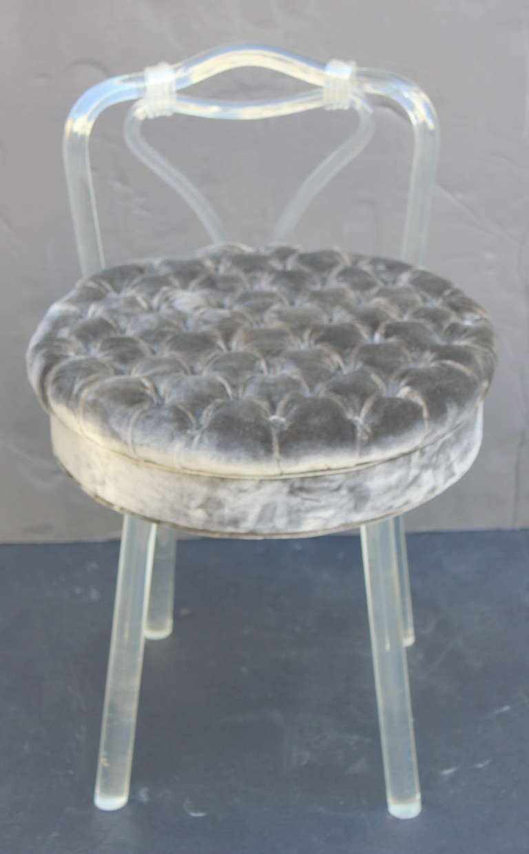 American Lucite Swivel Vanity Stool