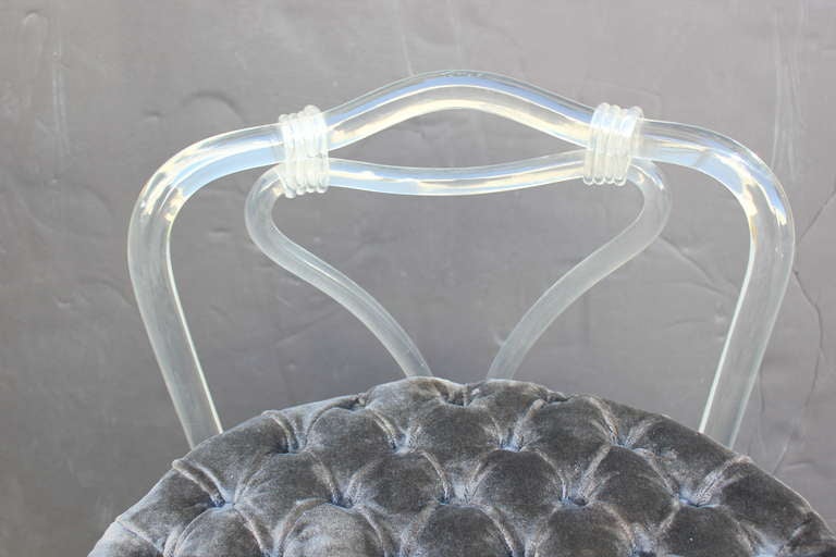 Lucite Swivel Vanity Stool In Good Condition In Los Angeles, CA