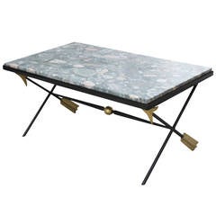 Arturo Pani Brass and Iron, Lacquered Wood and Stone Cocktail Table 6