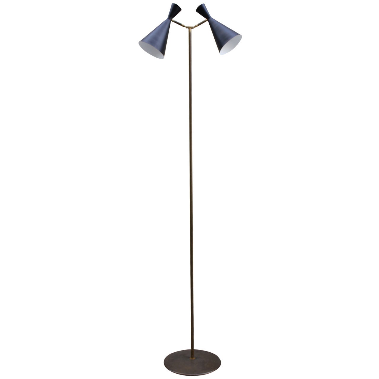 Brass and Metal Floor Lamp For Sale