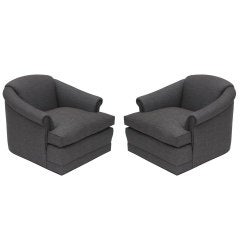 Pair of W.J. Sloane Swivel Club Chairs