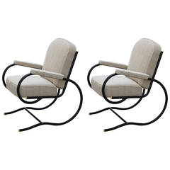 France, Pair of Bastian Spade Tubular Steel Chairs 1