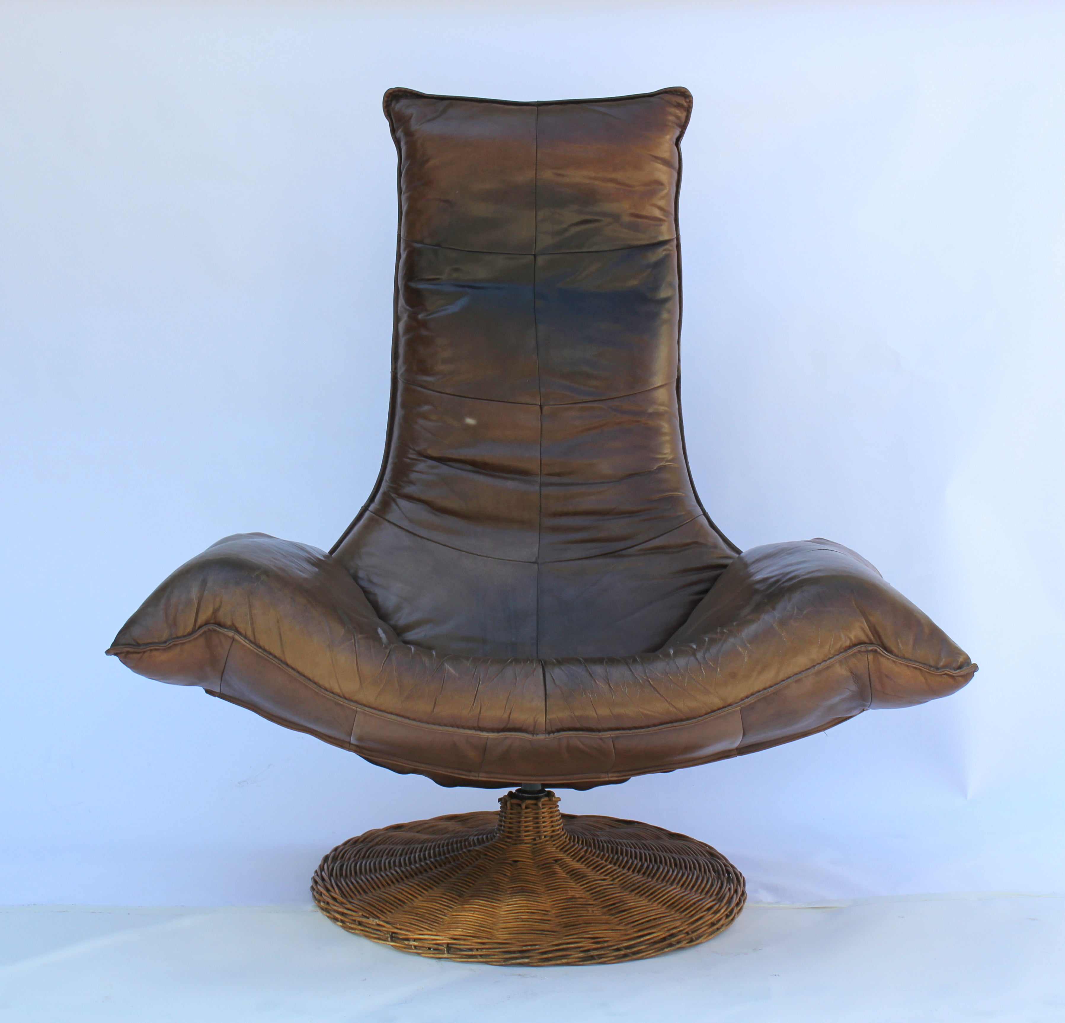 Gerard van den Berg  Leather Swivel Lounge Chair