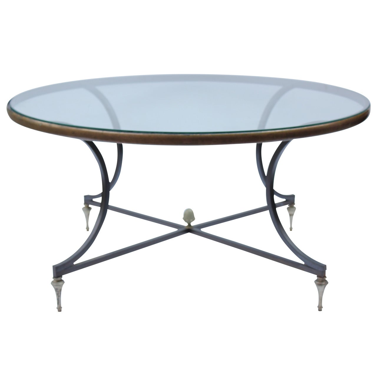 French Iron and Brass Cocktail Table For Sale