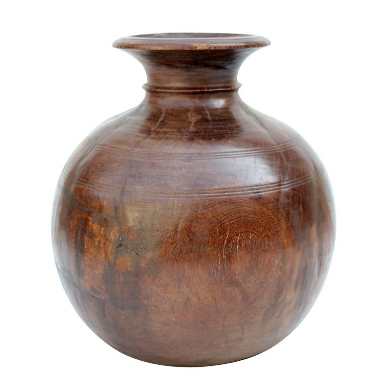 Large Hand Turned Wood Vase at 1stDibs