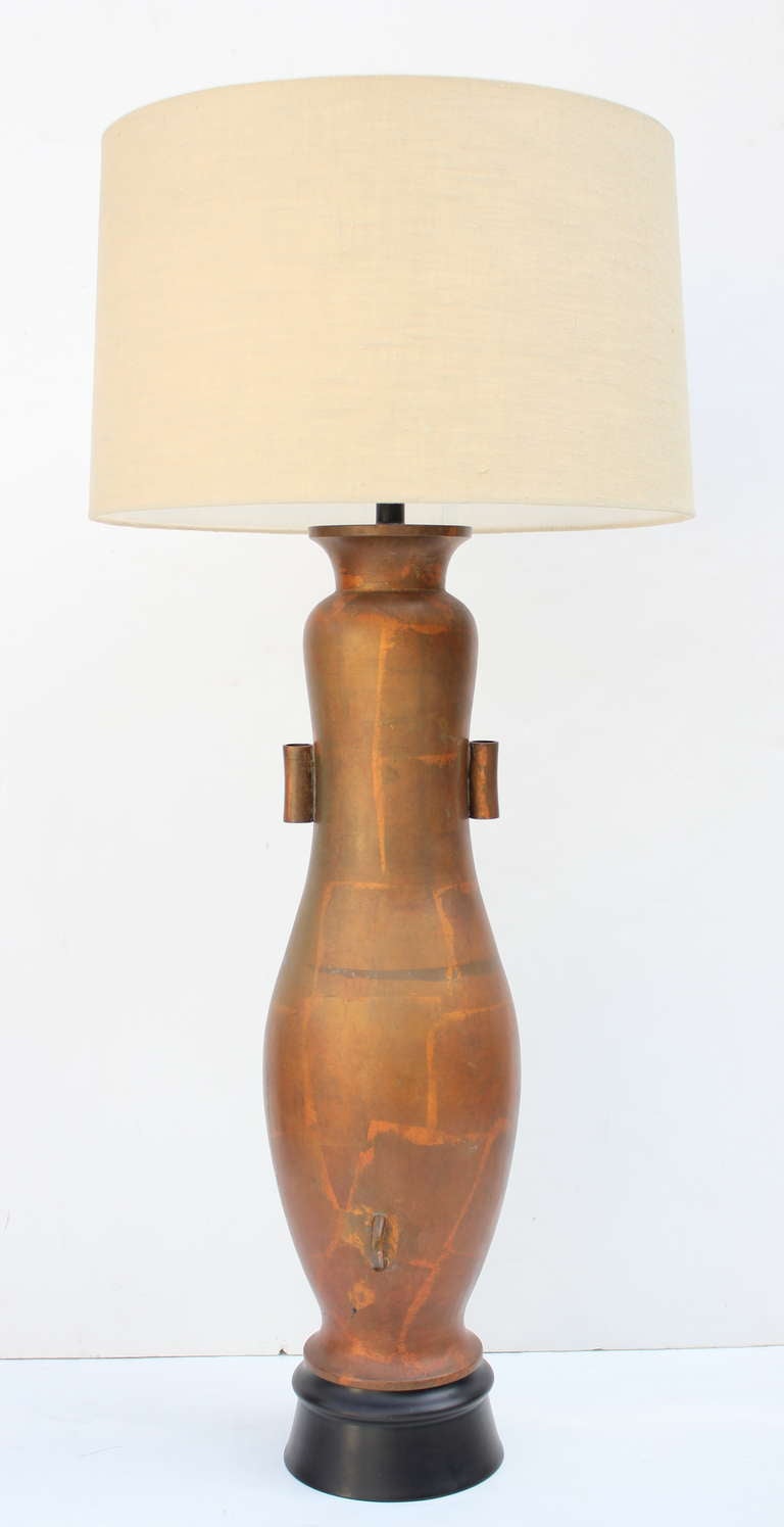 Mid Century Copper Lamp.
Rewired, Double Cluster.
Lampshade is $375.