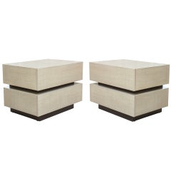 Pair of "Stacked" Cabinets with Custom Linen Lacquer Finish