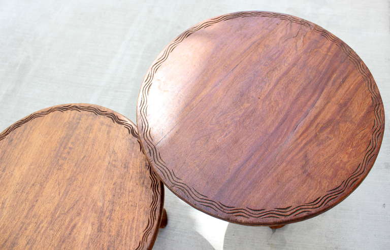 Odd Pair of African Infinity Tables In Excellent Condition In Los Angeles, CA