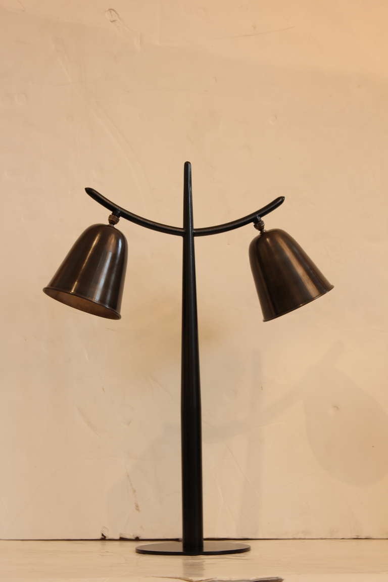 Pair of Italian Oil Rubbed Bronze Horn Lamps  .
Rewired.