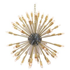 Large Oil Rubbed Bronze, Brass and Lucite Sputink Chandelier