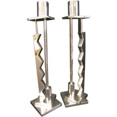 Pair of Ettore Sottsass Silver Plated Candlesticks