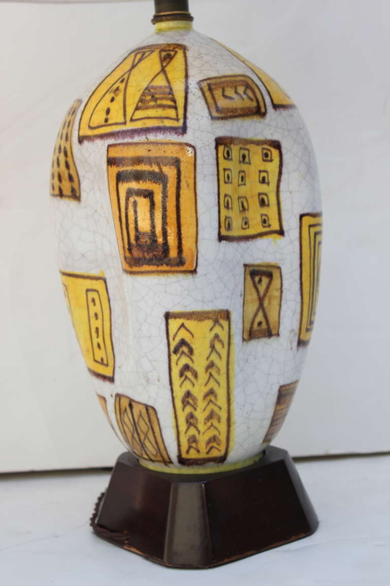 Ceramic Odd Pair of Guido Gambone Lamps
