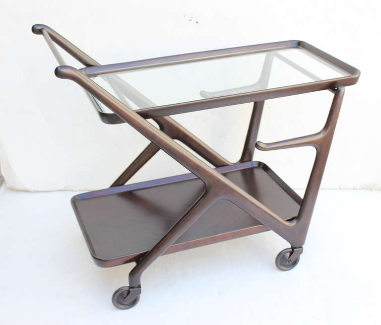 Cesare Lacca Italian Moderne  Bar Cart In Excellent Condition For Sale In Los Angeles, CA